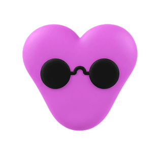Official OpenAI Dot character: a pink heart wearing round black glasses